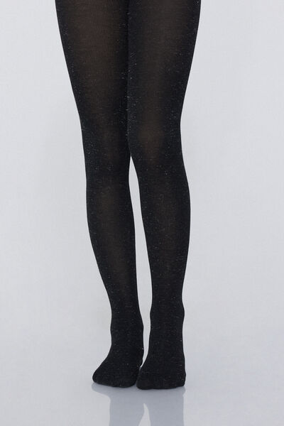 Tezenis Collant Bimba in Viscosa con Glitter Bambina Nero Taglia 10-13