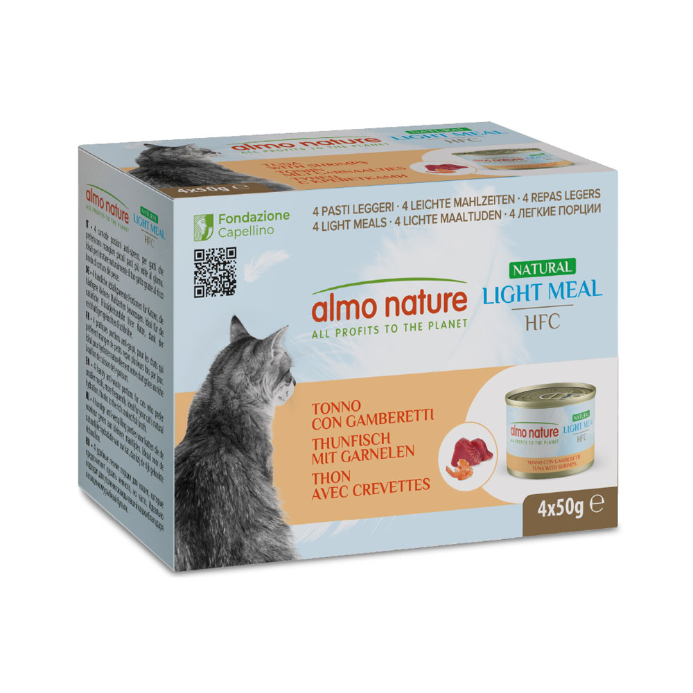 Almo Nature HFC Natural Light 4 x 50 g Alimento umido per gatti - Tonno e Gamberetti