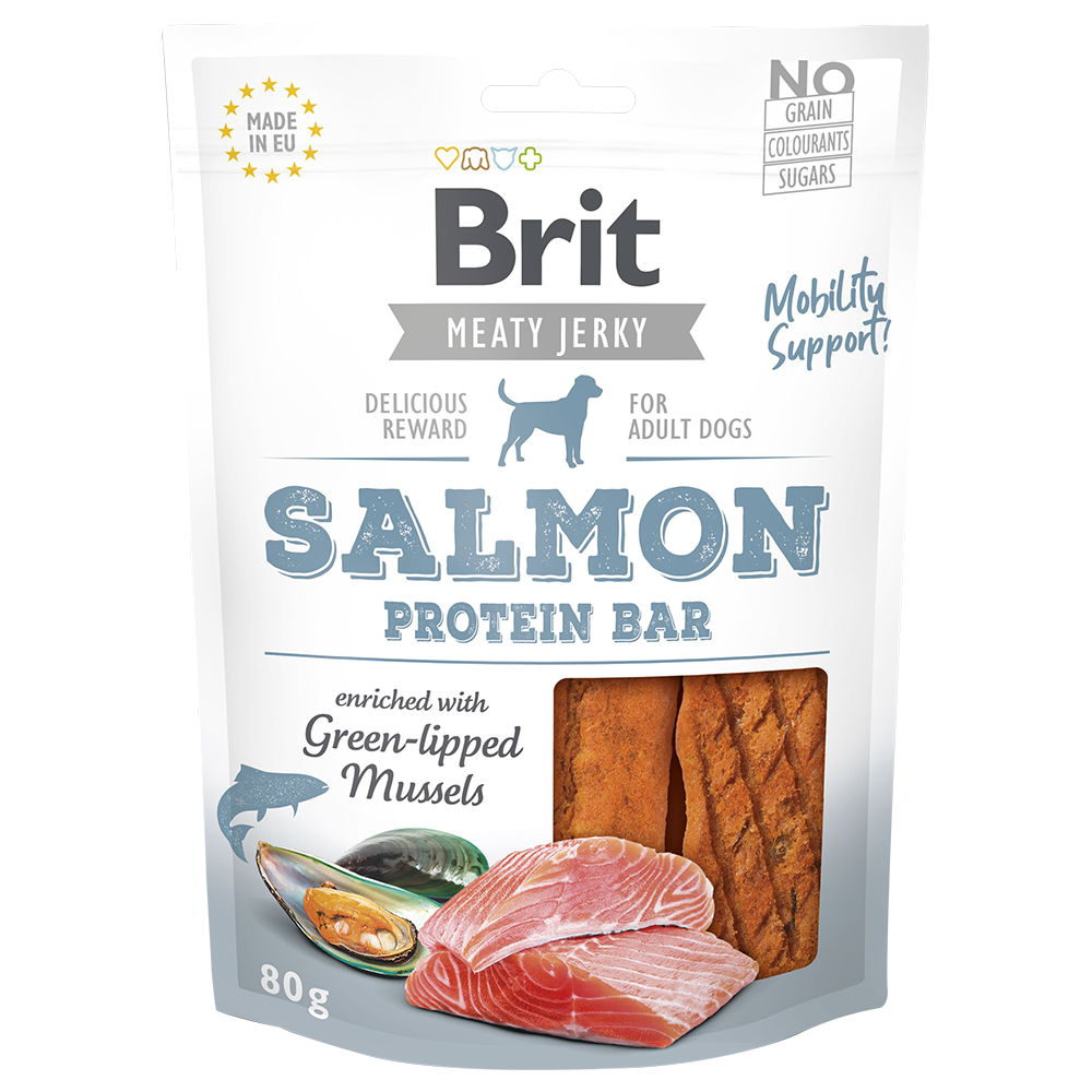 Brit Jerky Protein Bar Salmone Snack cane - 80 g