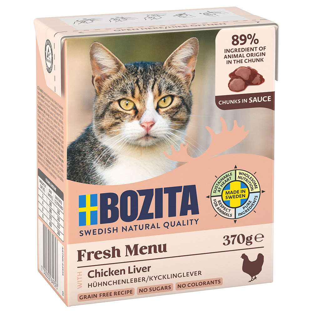 Bozita Tetra Bocconcini in salsa 6 x 370 g Umido per gatto - Fegato di pollo