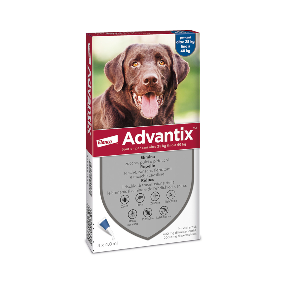 Lista prodotti Advantix Spot-on per cane - 4 pipette per cani > 25 kg e < 40 kg (4,0 ml)