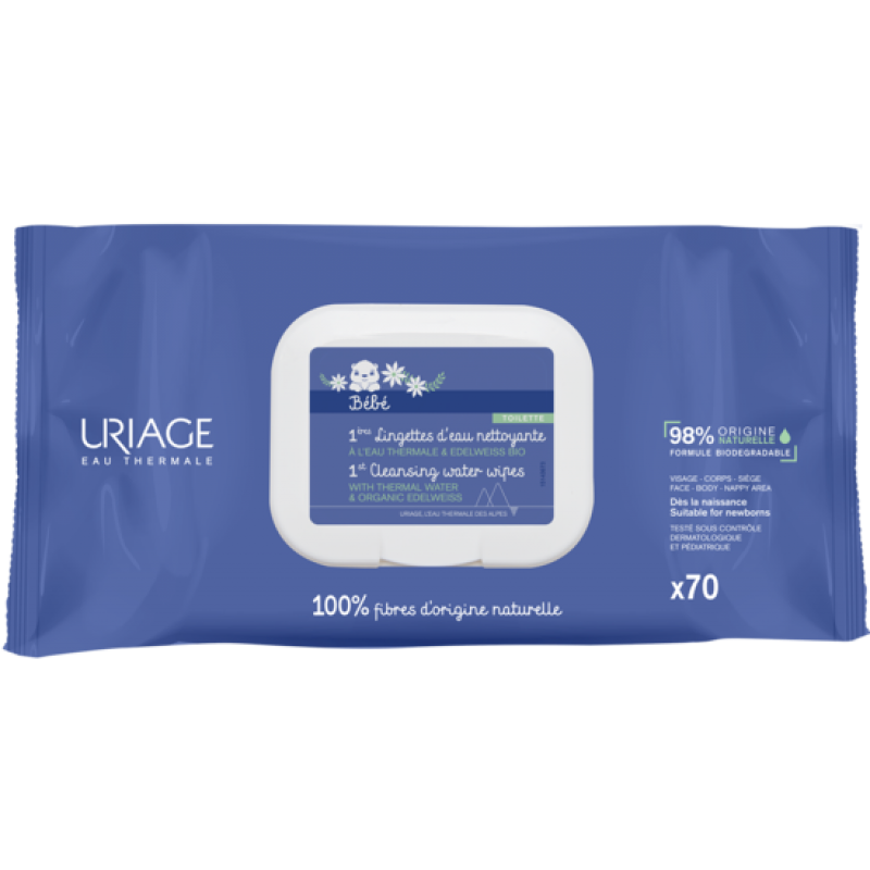 Uriage Bebe Salviette Detergenti All'Acqua 70 Pezzi