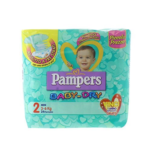 6 X Pampers Baby Dry Downcount Mini Taglia 2 3-6 Kg 24 Pz