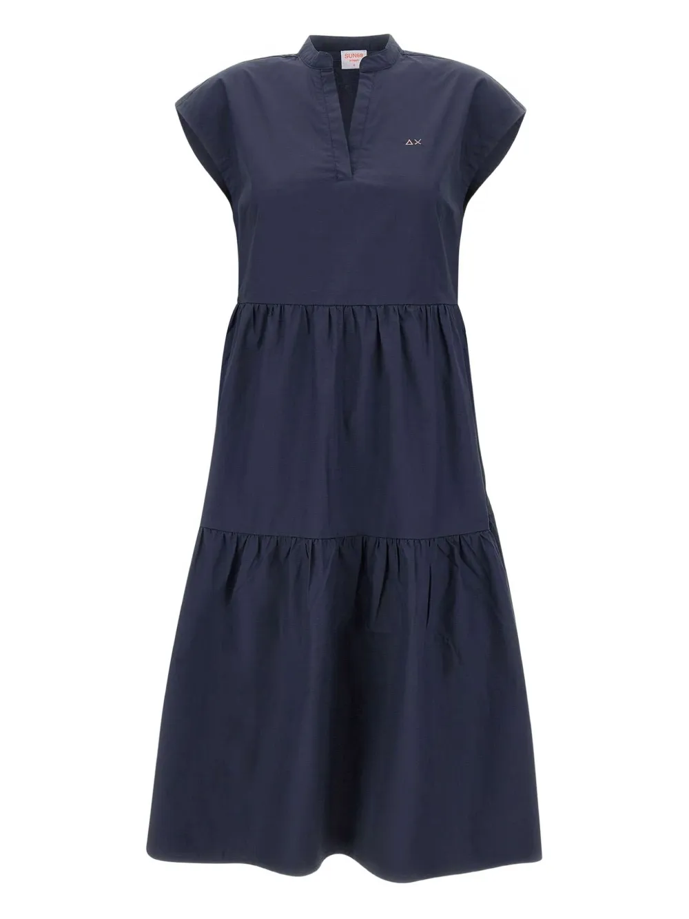 Sun68 tiered cap-sleeve midi dress - Blu