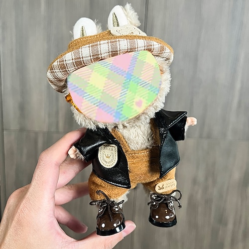 Vestiti per labubu 17cm, set di vestiti per bambola labubu, cappello, vestiti e zaino per labubu, eleganti e adorabili accessori per vestiti per bambo