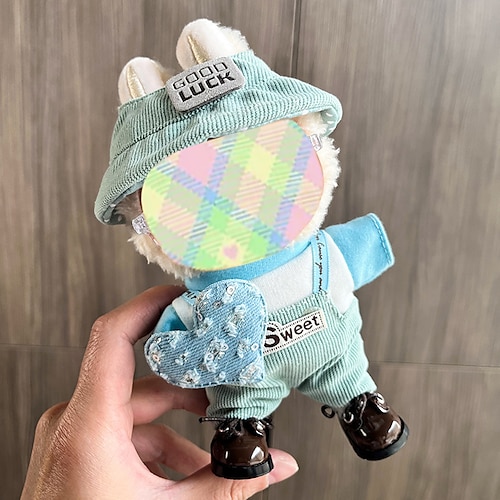 Vestiti per labubu 17cm, set di vestiti per bambola labubu, cappello, vestiti e zaino per labubu, eleganti e adorabili accessori per vestiti per bambo