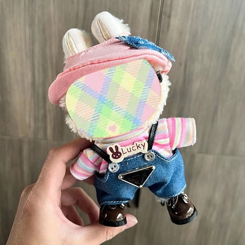 Vestiti per labubu 17cm, set di vestiti per bambola labubu, cappello, vestiti e zaino per labubu, eleganti e adorabili accessori per vestiti per bambo