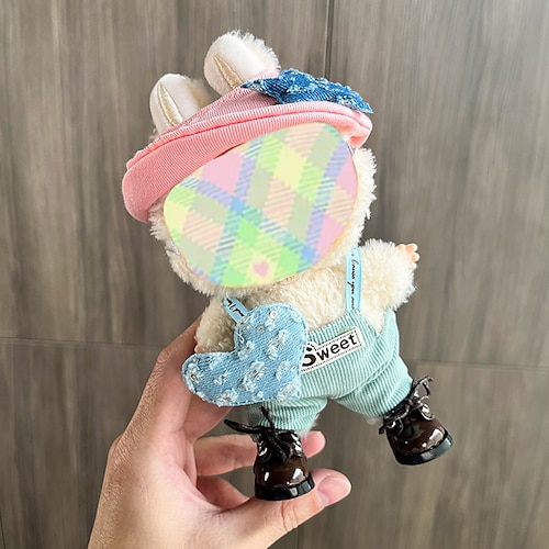 Vestiti per labubu 17cm, set di vestiti per bambola labubu, cappello, vestiti e zaino per labubu, eleganti e adorabili accessori per vestiti per bambo