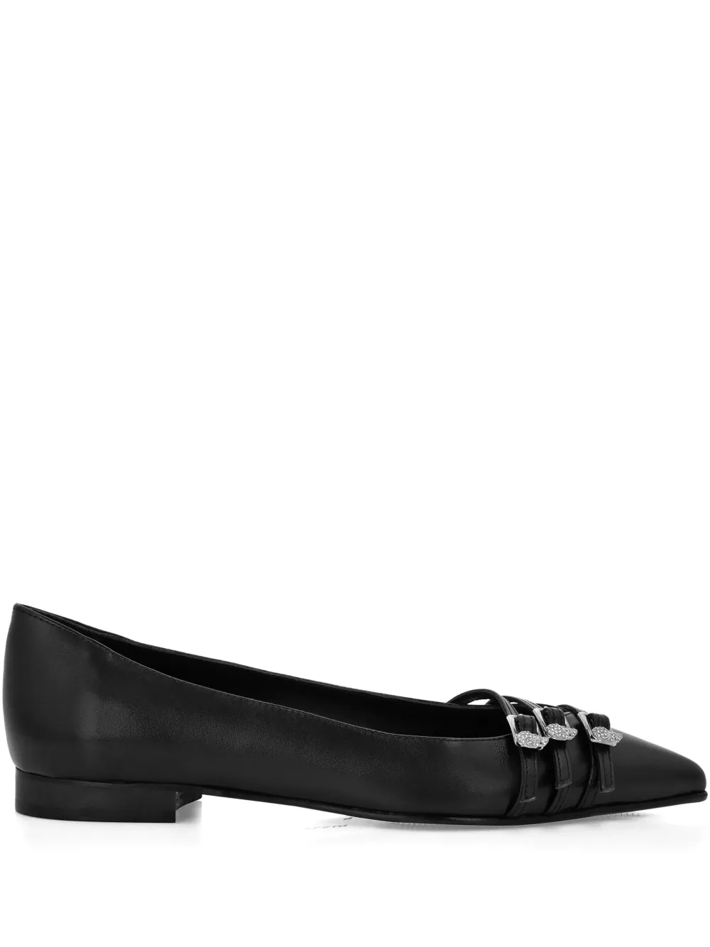 Philipp Plein buckled pointed-toe ballet flats - Nero