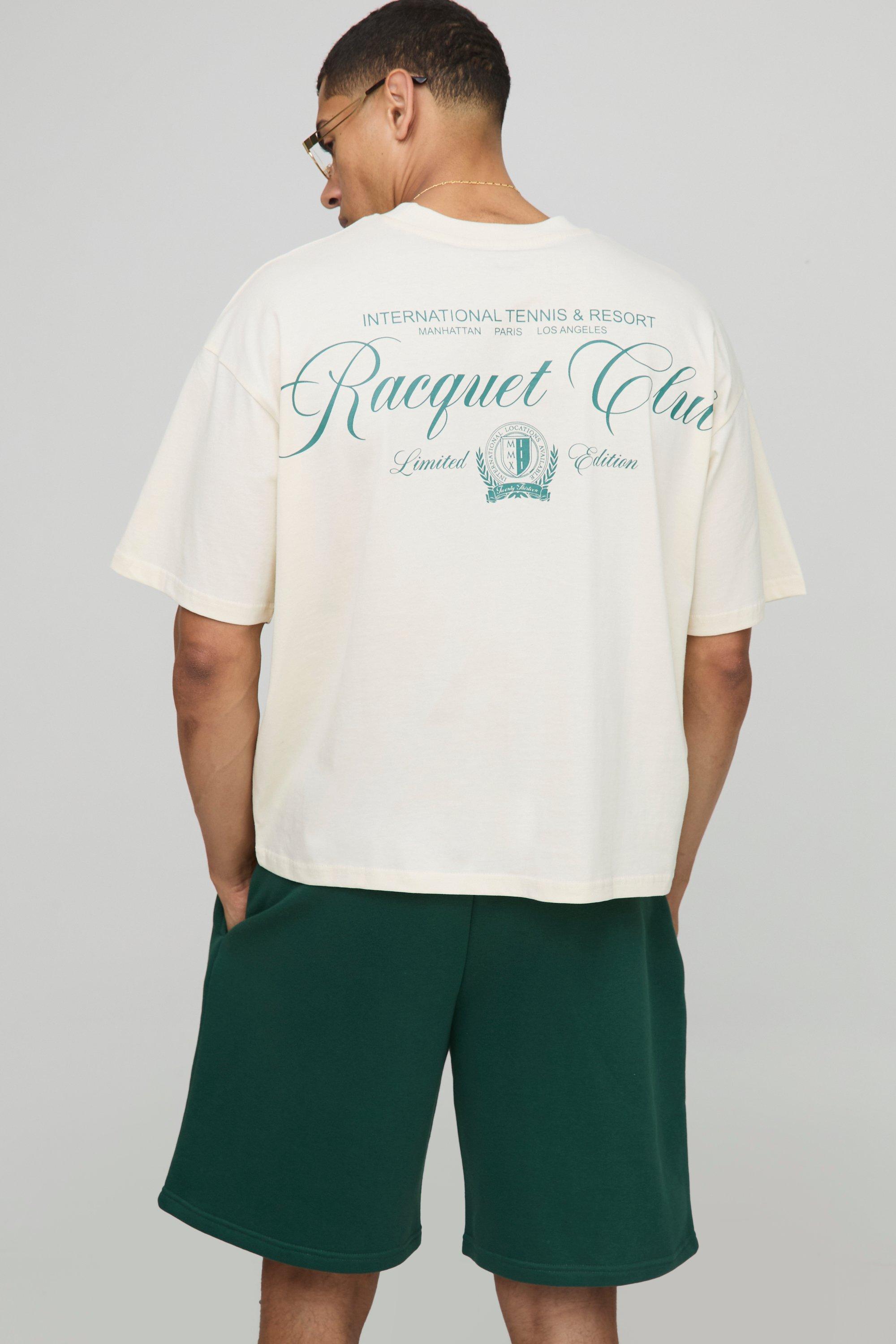 Set T-shirt squadrata oversize Racquet Club & pantaloncini, Verde