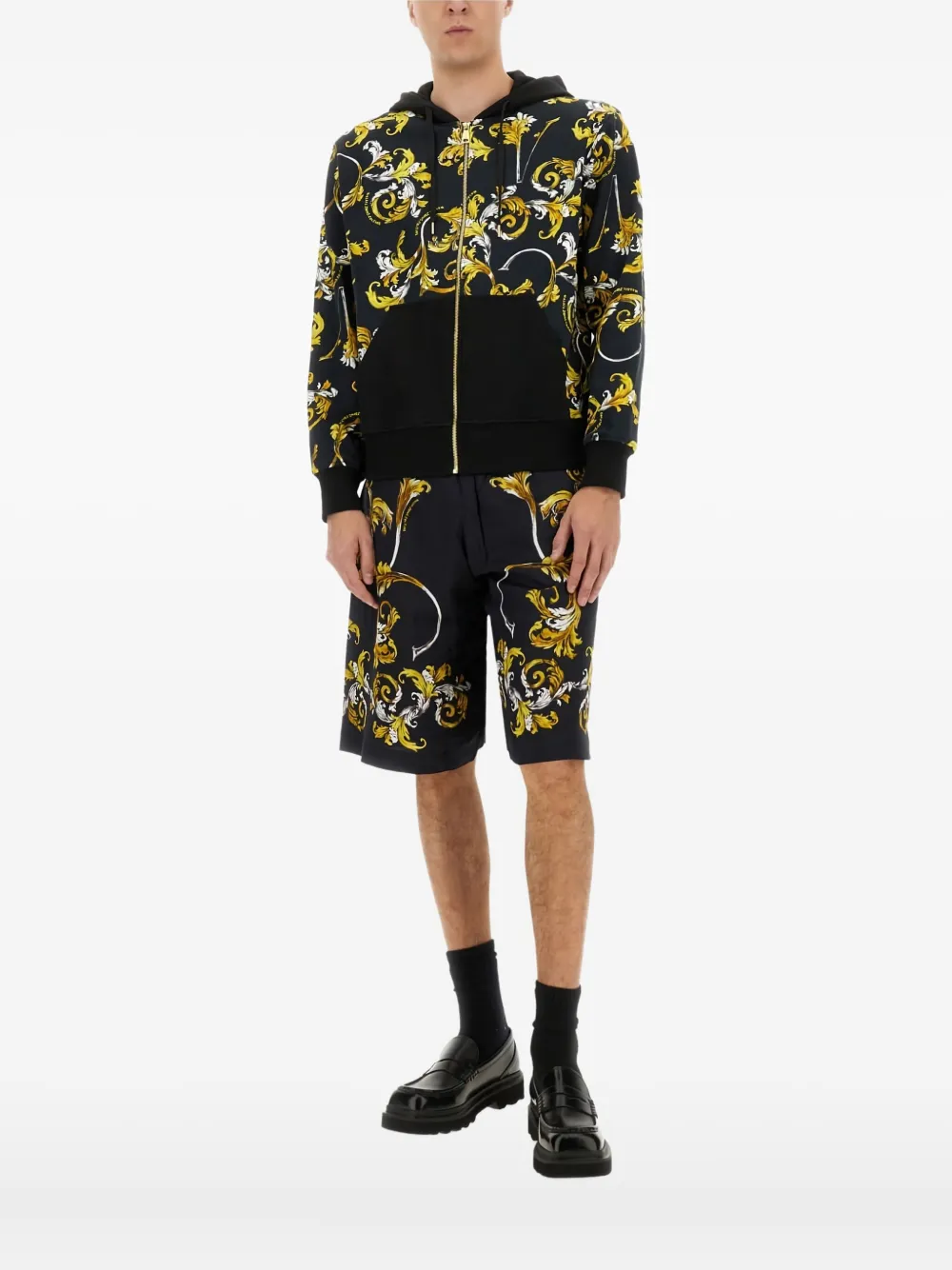 Versace Jeans Couture Barocco-print zip-up hoodie - Nero