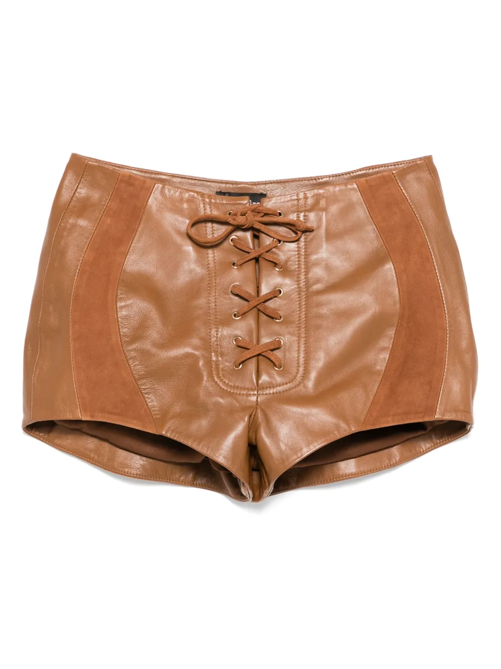 Retrofete lace-up leather shorts - Marrone