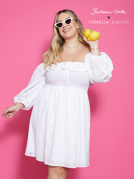 Fiorella Rubino - Vestito corto in sangallo Donna, Bianco Taglia: S (48-50 IT)