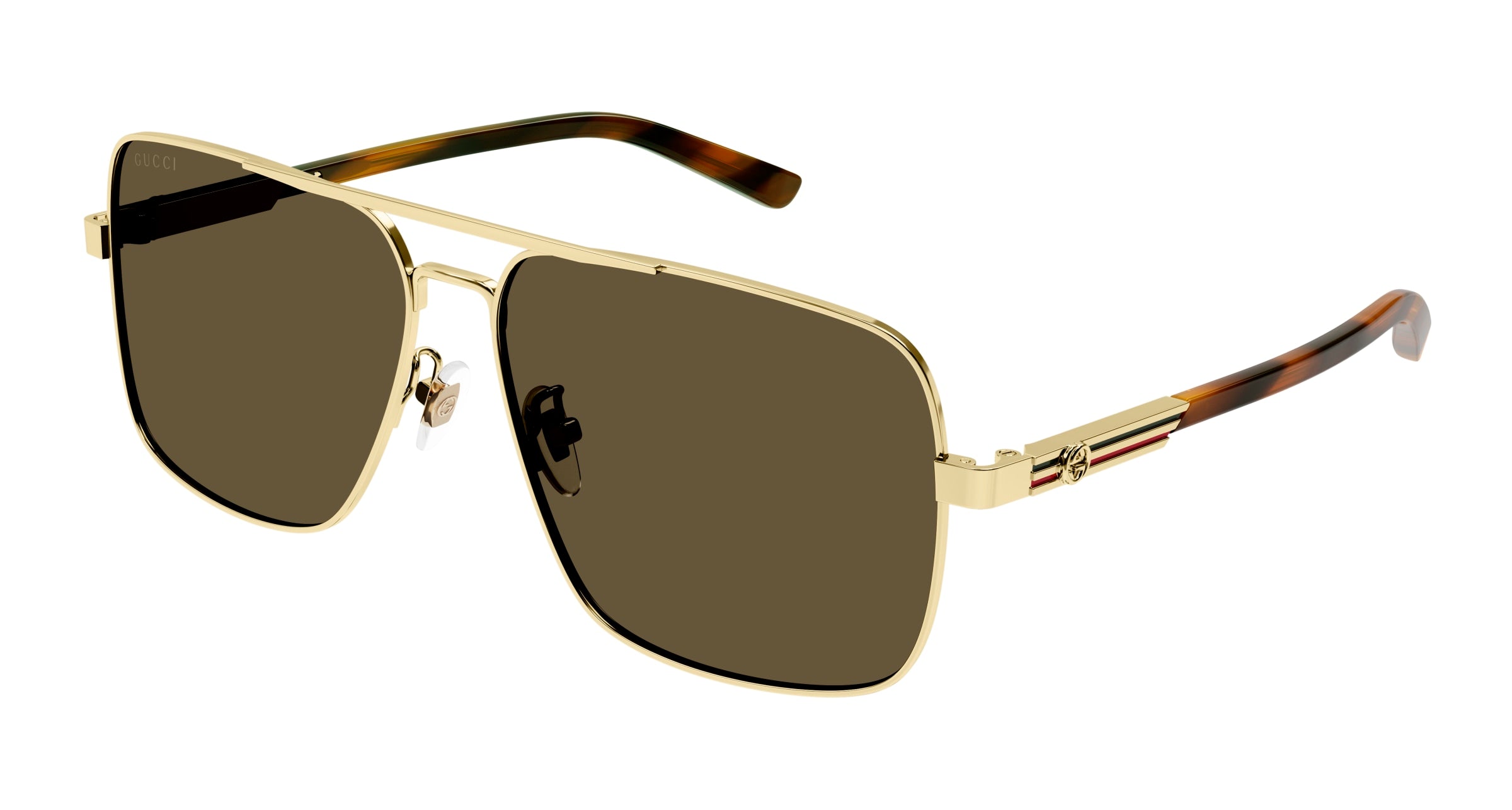 Gucci Uomo Gg1289S 002 Occhiali Da Sole Metallo Oro Marrone Pilot
