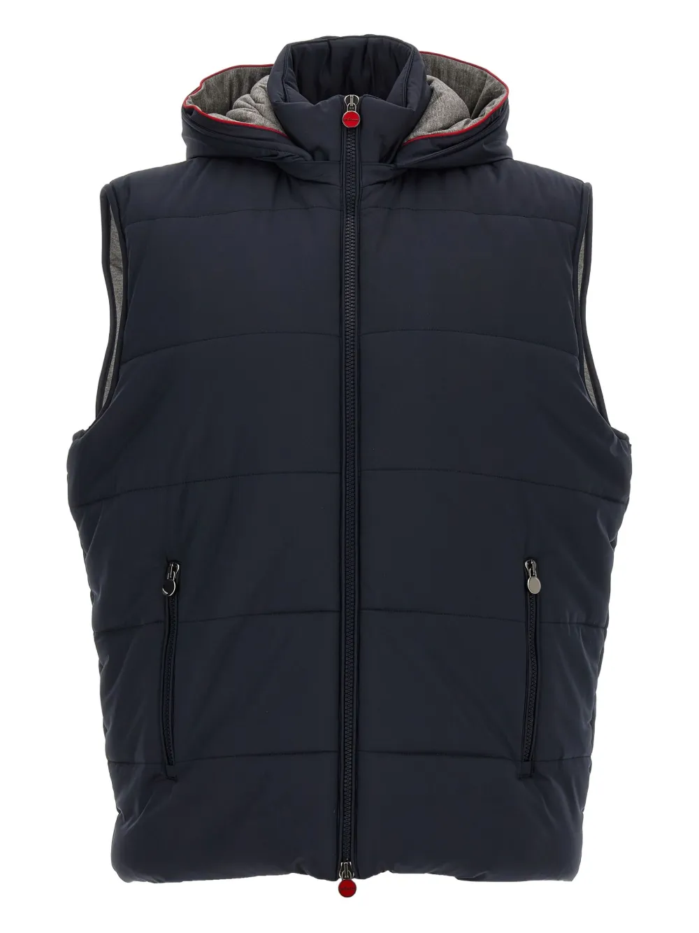 Kiton padded zip-front vest - Blu
