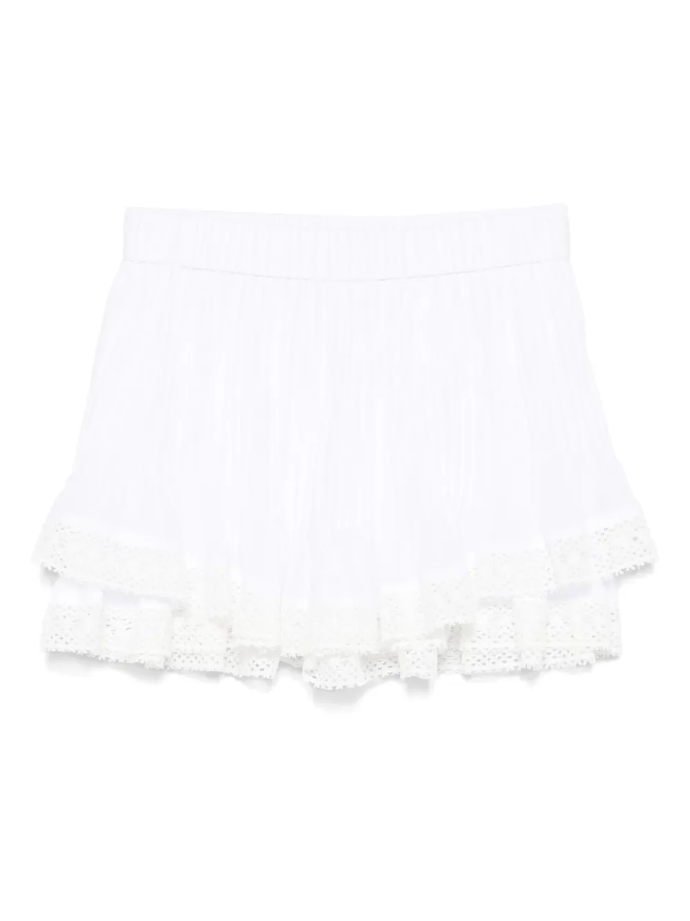 PNK pleated lace-trimmed shorts - Bianco