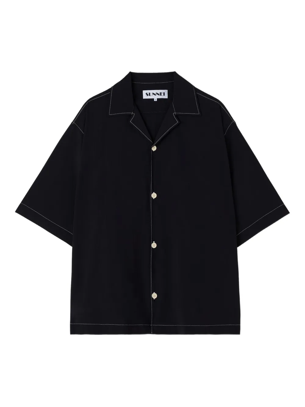 Sunnei short-sleeve contrast-stitch shirt - Nero
