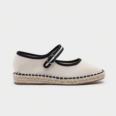 Espadrillas piatte Mary Jane in tela, Mary Jane basse da donna