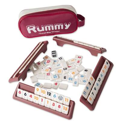 1 Set, Set Di Rummy, Giochi Di Rummy Di Dimensioni Da Viaggio Con Borsa In Tela Resistente, Gioco Di Rummy Classico Per Famiglie, 106 Mattonelle, 4 Su