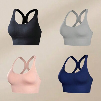 4 pezzi Reggiseni per donna, biancheria intima sexy, reggiseni sportivi con imbottitura, reggiseni senza cuciture push-up, reggiseni sportivi senza fi