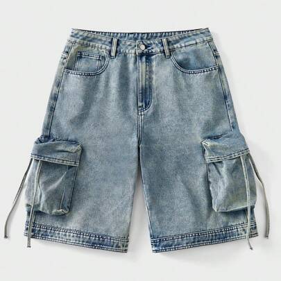 Pantaloncini cargo in jeans di media gradazione, estivi