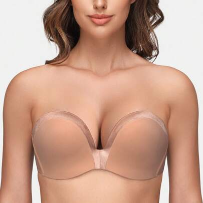 Reggiseno senza spalline, reggiseno push-up senza ferretto, reggiseno senza cuciture multiposizione con bretelle convertibili