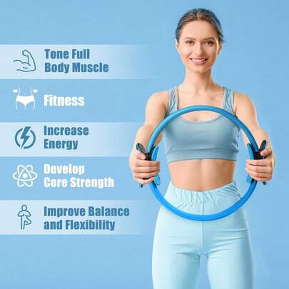 Cerchio per yoga e pilates, cerchio magico per pilates da 15 pollici, per allenamento di cosce, flessibilità e forza, attrezzo per pilates per uso dom