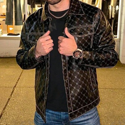 Veste En Cuir Pour Homme Automne Hiver