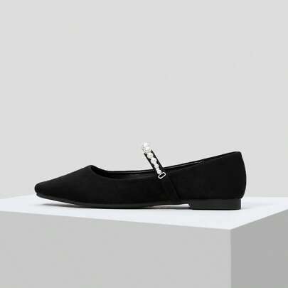Ballerine con cinturino di perle quadrato, scarpe da vacanza, saldi estivi