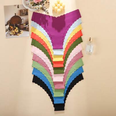 10 pezzi di perizomi sexy e confortevoli da donna con stampa floreale e bordo ondulato