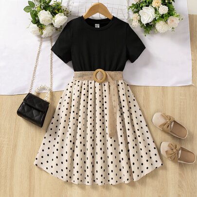 Ragazza Tween Abiti a pois color block