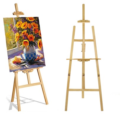 Cavalletto regolabile 1,5 m/1,75 m, cavalletto da studio per pittura e disegno, supporto pieghevole per opere d'arte, cavalletto a forma di A in legno