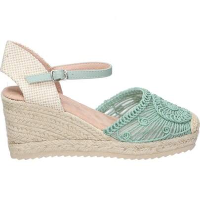 D'ANGELA | Espadrillas con zeppa da donna D'Angela – Juta verde con dettagli – Espadrillas con fibbia – Espadrillas con zeppa alte e comode – Con plat