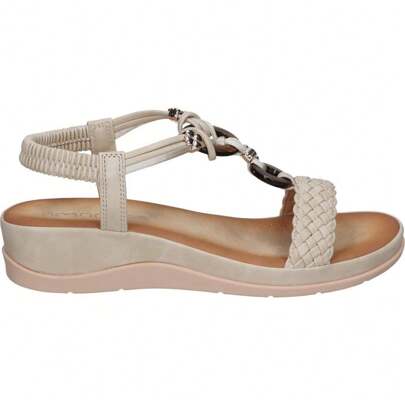 AMARPIES | Sandali con zeppa Amarpies da donna – Sandali beige con dettagli – Zeppa bassa – Senza chiusura – Slip-on – Massima vestibilità – Stile cas