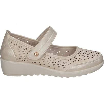 AMARPIES | Scarpe con zeppa Amarpies da donna – Scarpe comode in beige con dettagli – Scarpa con velcro – Zeppa media e comoda – Versatile – Abbinabil