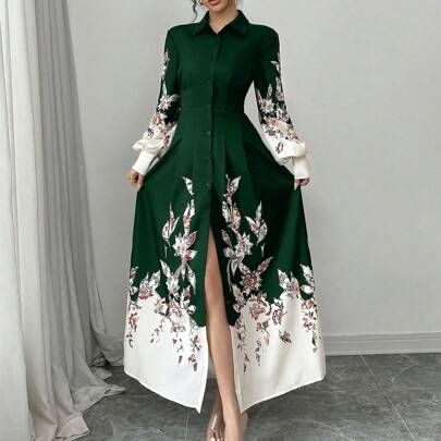 Vestito lungo a fantasia piena, abito lungo da donna, outfit 2024
