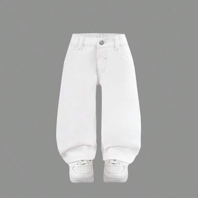 Shorts in jeans casual di moda per bambine, jeans dritti lavati