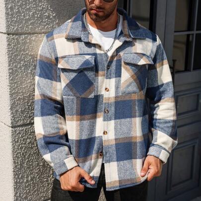 Cappotto casual a quadri oversize da uomo, cappotto invernale caldo da uscire, regalo per amici, marito, fidanzato, giubbotto a quadri da uomo