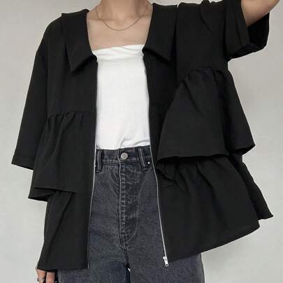 Camicia da donna con balze, blusa estiva