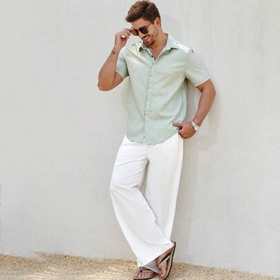 Pantaloni da uomo di colore solido e stile minimalista per l'estate, pantaloni bianchi, abbigliamento da uomo, pantaloni da uomo, pantaloni bianchi, p