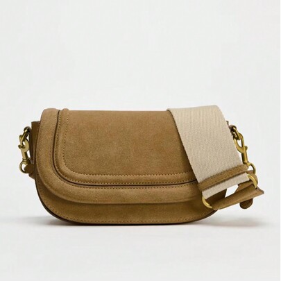 Nuova borsa a tracolla nera da donna con ampia tracolla, borsa a spalla casual