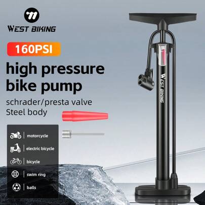 1 pezzo Pompa verticale ad alta pressione per bicicletta WEST BIKING, accessorio per la guida di biciclette elettriche
