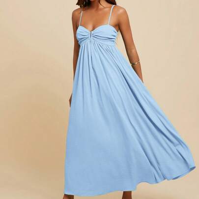 Abito plissettato senza maniche, stile vacanze, primavera ed estate, outfit estivi da donna, outfit da spiaggia da donna, donna, vacanze di primavera,