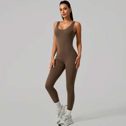 1 pezzo Tuta da donna senza cuciture, elasticizzata, a forma di V, anti-grinze, shapewear, tuta da yoga, controllo addominale, abbigliamento sportivo