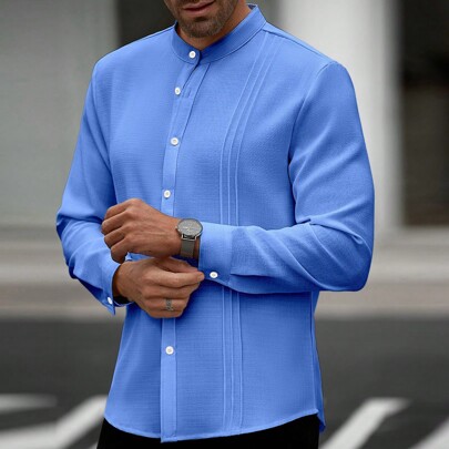 Camicia casual da uomo a tinta unita con bottoni frontali, maniche lunghe, camicia elegante da uomo, camicie casual eleganti, camicie eleganti da uomo