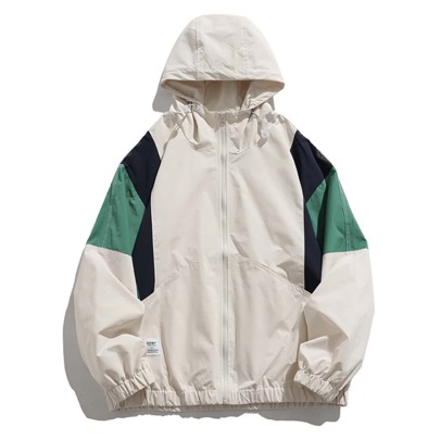 Giacca sportiva da donna, giacca a vento bicolore, giacca a vento casual