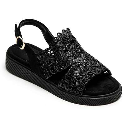 Sandali à Talon Compensé en Dentelle Élégante – Stile Bohème Chic