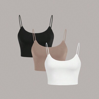 3 Pezzi Top Cami Solidi