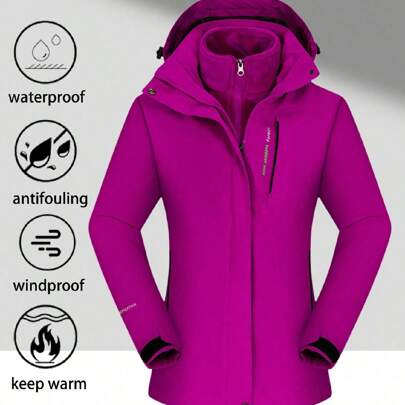 1 set Giacca e maglione in pile da donna per sport all'aperto, montagna, sci, trekking, campeggio, antivento, impermeabile e termico