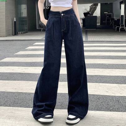 Jeans A Palazzo Plissettati Da Donna